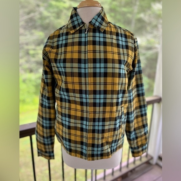 Urban Outfitters Full Zip Jacket Size XS Yellow/Blue/Black Plaid Print - Picture 5 of 12